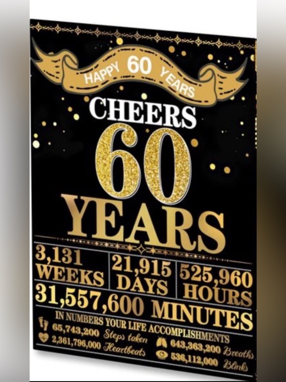 New Happy Birthday 60 Years Double Sided Table Top Sign Birthday Decorations